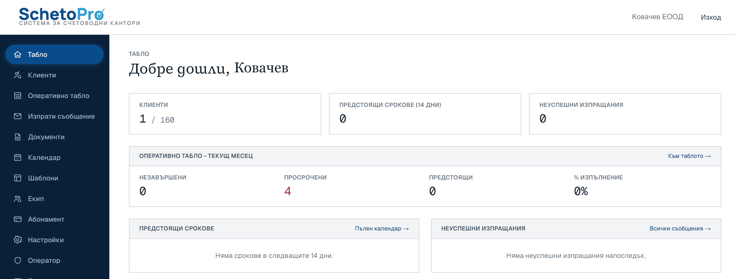 Оперативно табло в SchetoPro